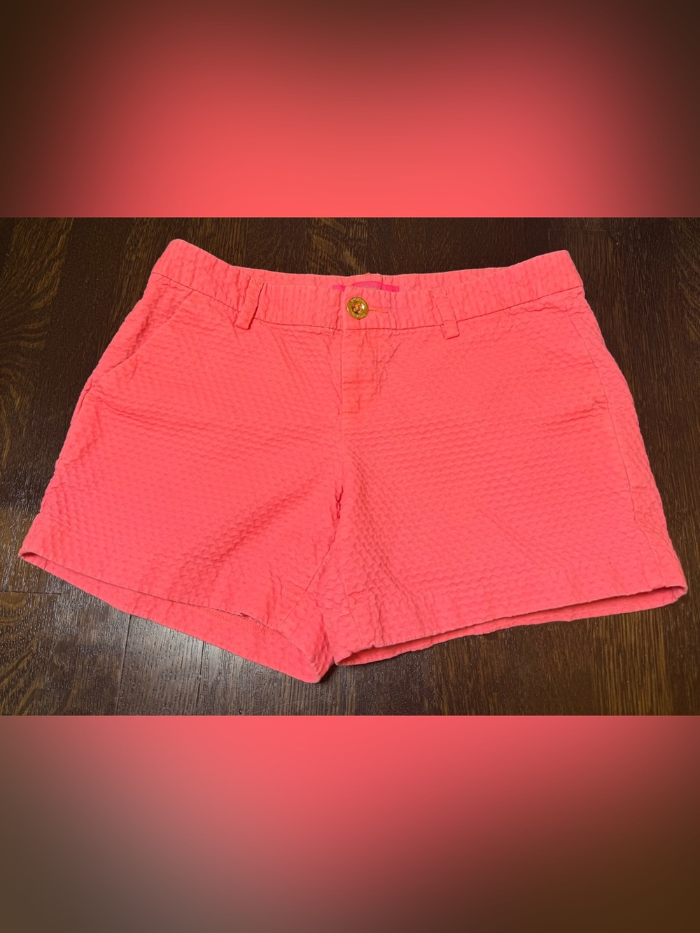 Lilly Pulitzer Bright Coral High-Waist Textured Shorts